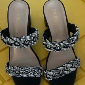 Black Rhinestone Embellished Sandals